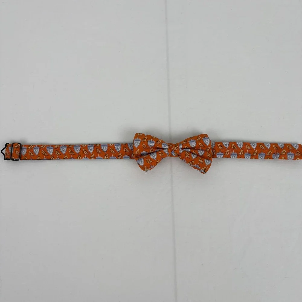 Vineyard Vines Kids Bow Tie Silk Custom Collection‎ Orange Shield Oak Leaves